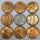 9 Lincoln Wheat Cents Uncirculated/Toned All Different Dates! (Lot#27)