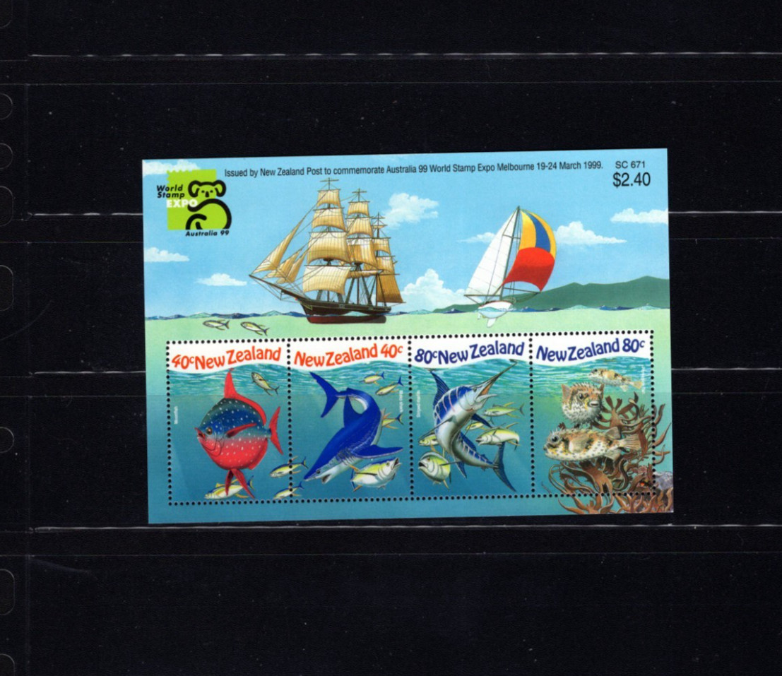 New Zealand 1544a Marinelife Fish 1999  VF MNH S/S LG