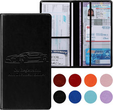 Car Registration and Insurance Card Holder for Women Men, Black Glove Box Paperw