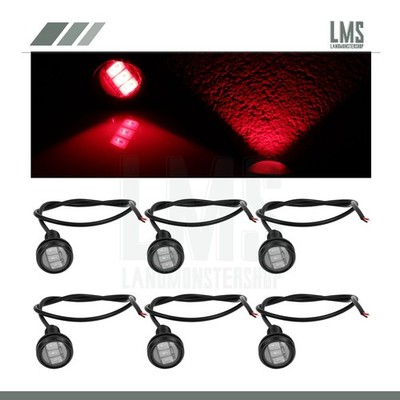6Pcs Motor Car Red LED Fog Lights Eagle Eye 18mm 9W Tail Brake Turn Signal Lamp