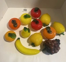 Vintage Hand Blown Glass Assorted Fruit Gorgeous Brilliant Colors Lot Of 12