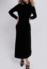 POMANDER PLACE TUCKERNUCK Suzie Velvet Long Sleeve Mock Neck Maxi Dress Sz XS