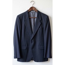 Yves Saint Laurent Mens Blazer Navy Blue Pinstripe 100 Wool Made in France 42R