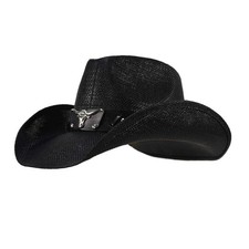 Straw Cowboy Hats for Women and Men K-cm-a-black Large