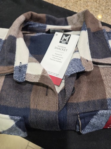 Member's Mark Plaid Shacket Jacket Blue Brown White XL Women Button Pockets