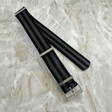 GENUINE OMEGA POLYAMIDE 5 STRIPE BLACK & GREY NATO 007 BOND WATCH STRAP 20mm