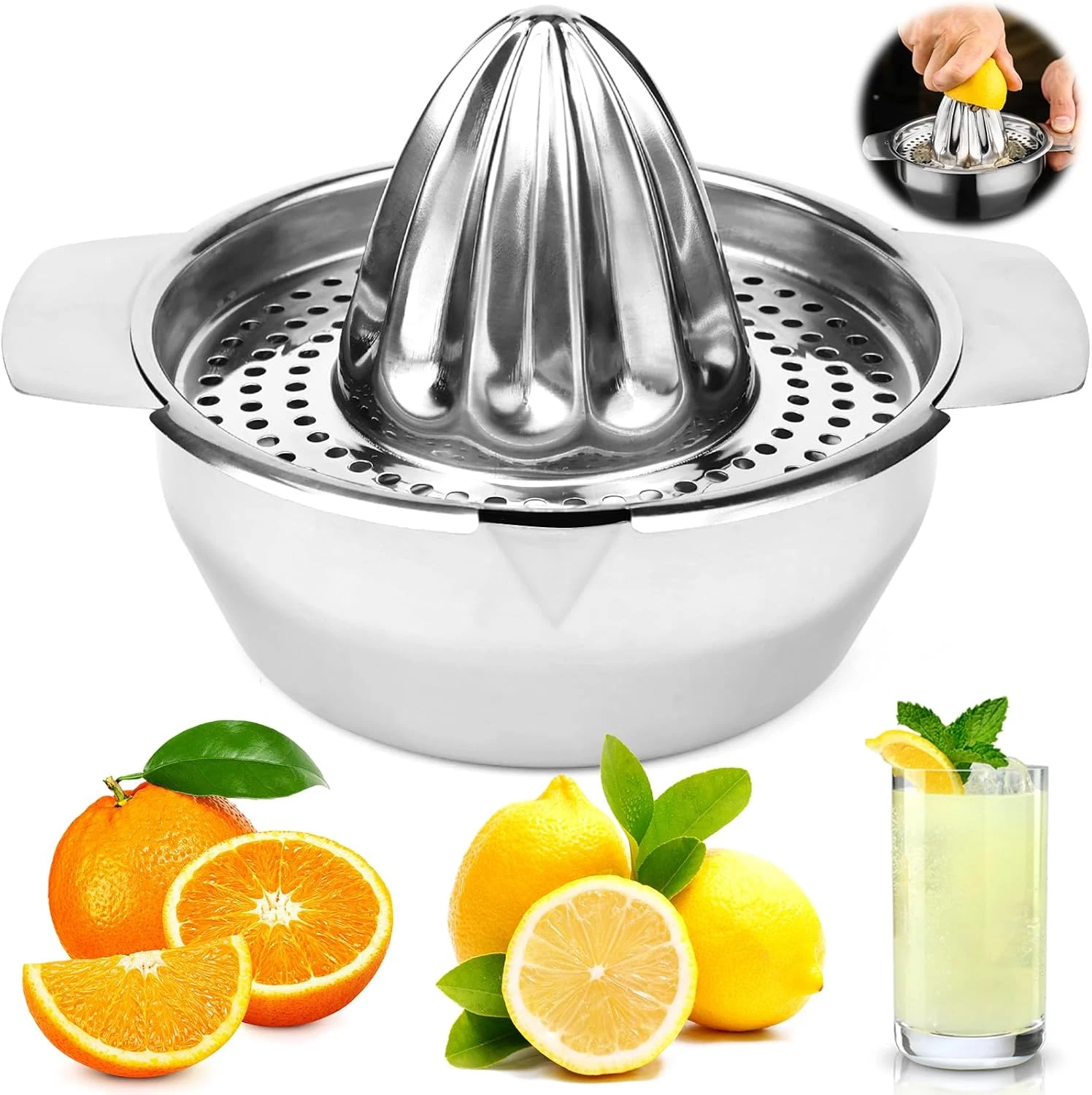 Lemon Squeezer Citrus Juicer Stainless Steel with Container 300 Ml Small Lemon S