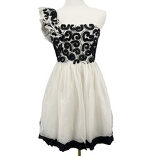 Alice + Olivia One Shoulder Mini Cocktail Dress Size 4 Beaded Embellished 