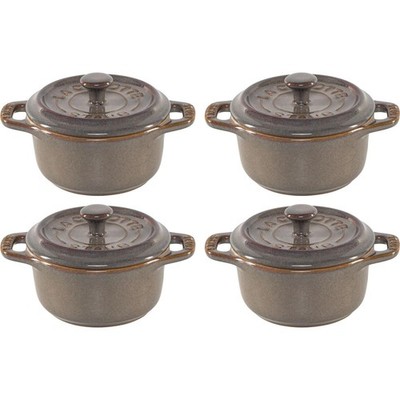 Staub Mini Cocotte Set 4-tlg. rund, Keramik, antik-grau