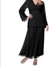 Mother of Bride Groom Women's evening Wedding Black 3PC skirt suit plus 22W 2X3X