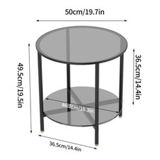Round Clear Tempered Glass End Side Table Small Coffee Table for Sundries Books 