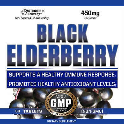 Black Elderberry Supplement Support Healthy Immune System 60 Liposomal Tablets