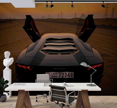 3D Lamborghini Supercar Car Self-adhesive Removable Wallpaper Murals