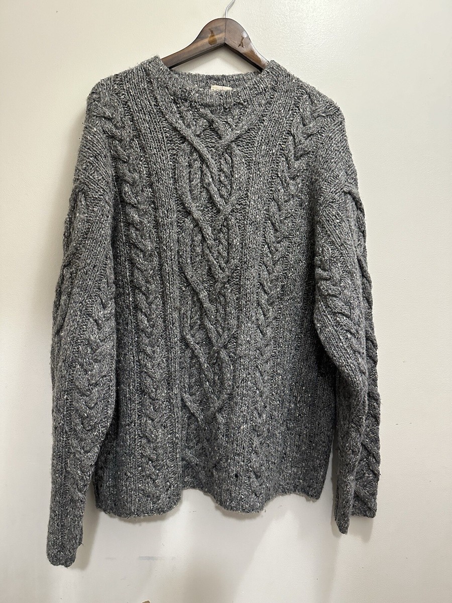 vintage 1990s fisherman J CREW sweater ARAN wool XL irish GRUNGE
