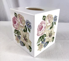 Tissue Box Cover Holder Floral Acrylic Square