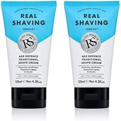 The Real Shaving Company Age Defence Shave Cream 125ml Pack of 2 Free UK Deliver