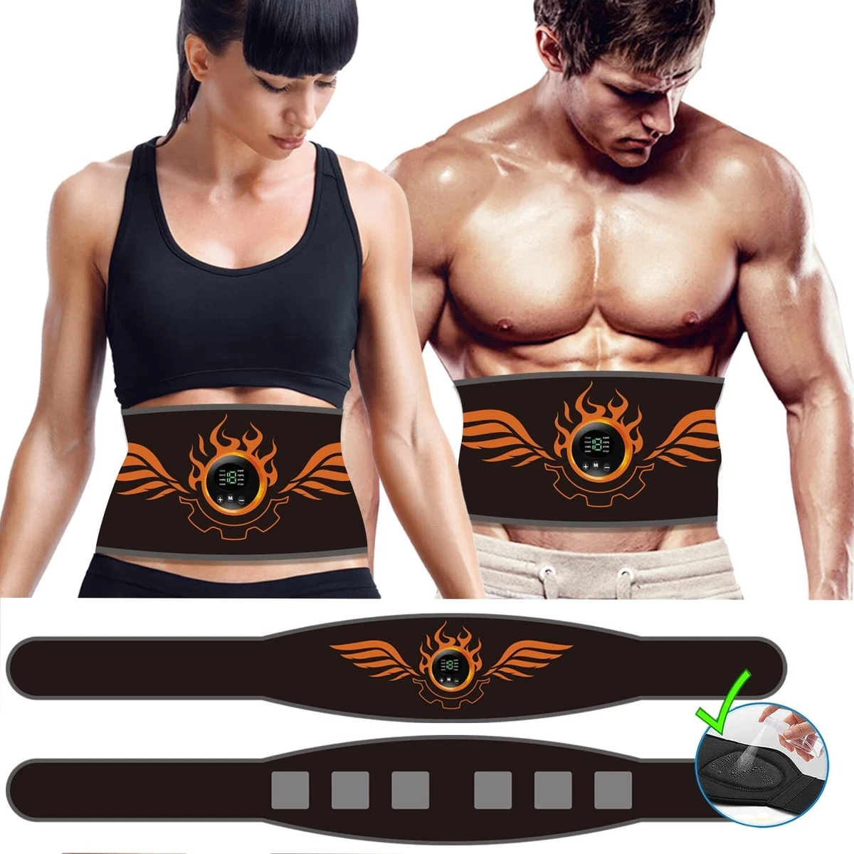 Rechargeable EMS Abdominal Muscle Toning Belt Trainer ABS Stimulator Toner Belt