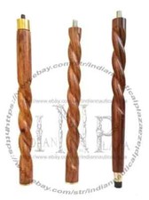 Rope Style Vintage Wooden Walking Cane Shaft, 3 Fold Stick Only wooden shaft 