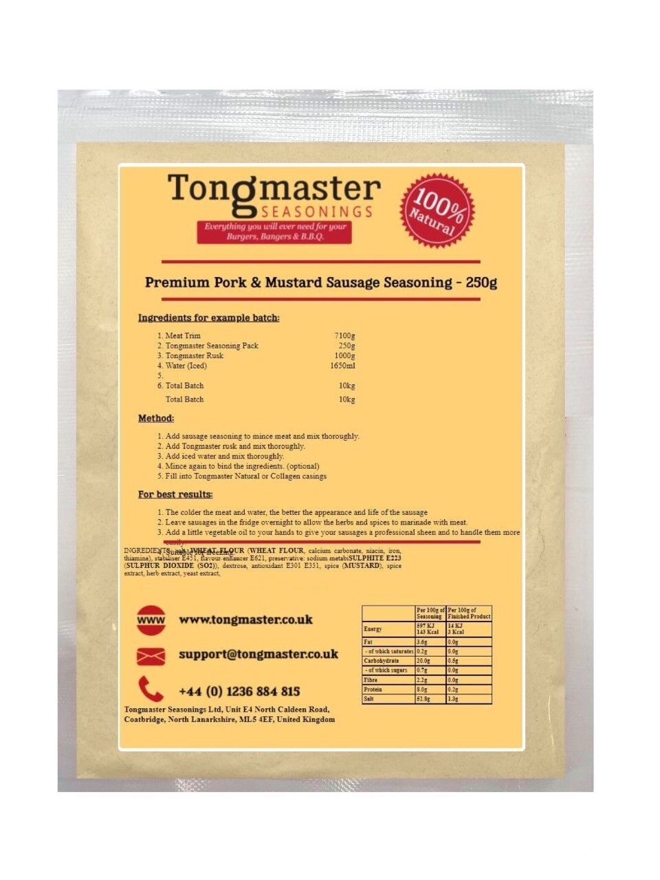 Premium Pork & Mustard Sausage Seasoning - 250g