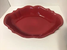 Stoneware by Grestel Red Scalloped Oval Baker Dish Made in Portugal
