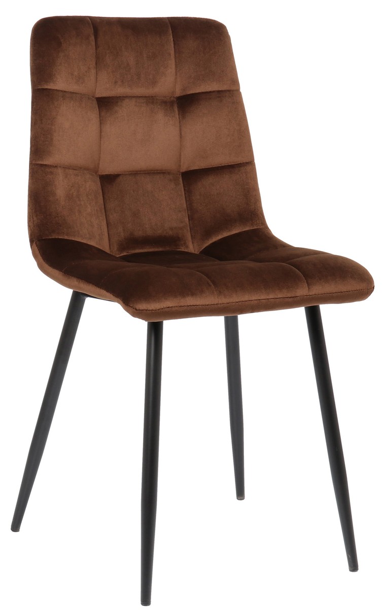 Chaise de salle à manger avec pieds en métal en velours Vert