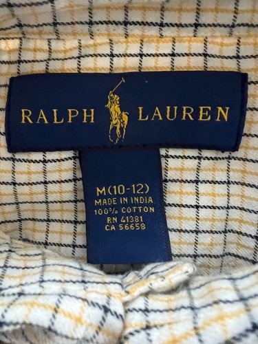 Ralph Lauren Boys Shirt M (10–12) White Grid Long Sleeve Button Down NWT Cotton - Picture 5 of 9