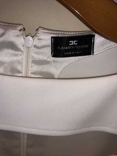 Abito Elisabetta Franchi illusion manica 3/4 cambio bianco taglia EU 44 US 6 nuovo $595 - Foto 5 di 5