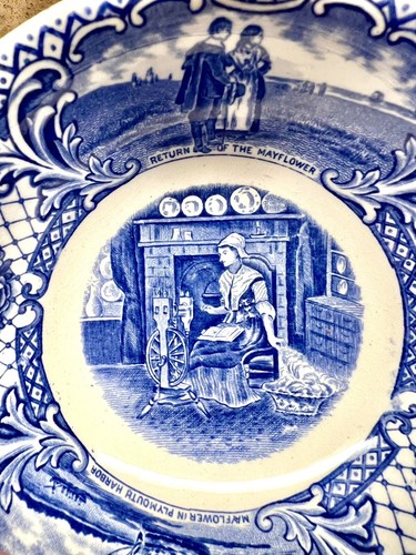 Crown Ducal Colonial Times Lugged Cereal Bowl Blue Early Americana - Picture 9 of 11