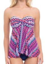 NWD 98 PROFILE by GOTTEX TEQUILA PINK GEO BANDEAU FLYAWAY TANKINI SWIM TOP 6