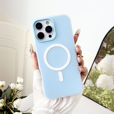 For iPhone 11 12 13 14 15 16 17 Pro Max Magnetic Case Liquid Silicone Shockproof