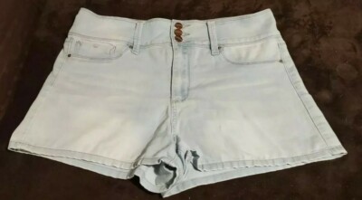 Foreign Exchange Women's Sz 31 Flat Front STRETCH Light Blue Denim Shorts