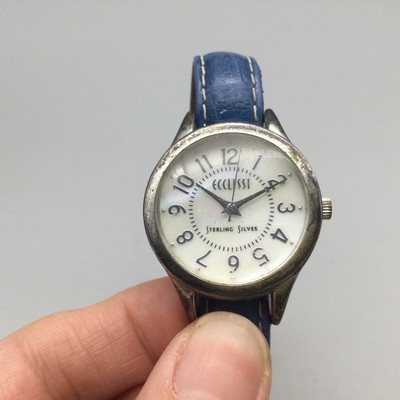 Ecclissi Watch Women 29mm Sterling Silver Tone Blue Leather  display picture 1