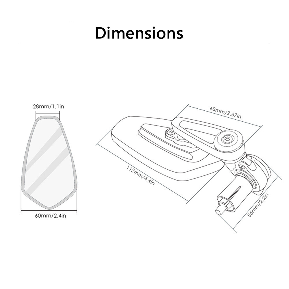 月鏡 まとめ売り 700 For Suzuki Katana 600 650 750 1000 7/8'' Bar End Rearview Side