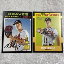(2) 2020 Mike Soroka RC Topps Heritage Gold Cup #245 & New Age Performers Cards