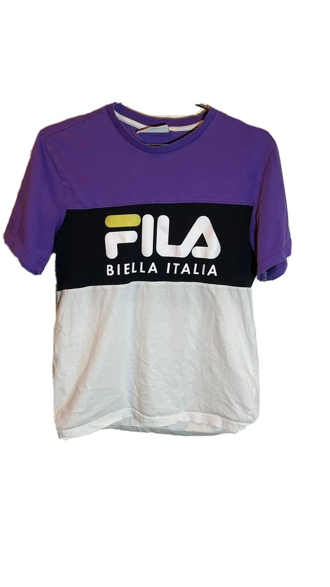 Frem indsats kandidatskole FILA BIELLA ITALIA Mens Size Medium T-SHIRT Purple Black And White | eBay