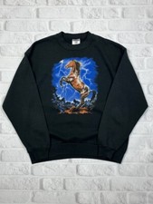 Vintage 90s Horse Lightning Graphic Sweatshirt Jerzees Made in USA Womens Size L