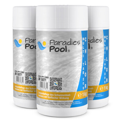 Paradies Pool Multi Tabs 20 g 3 kg Chlor Algenschutz Flockung pH Stabilisator