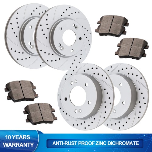Front Rear Drilled Rotors and Brake Pads for 20132016 Hyundai Elantra