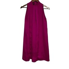 Mango MNG Women's 4 Magenta Sleeveless High Mock Neck Cocktail Dress