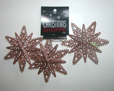 NEW NWT Christmas Ornament Snowflake Dusty Pink Glitter Set 3