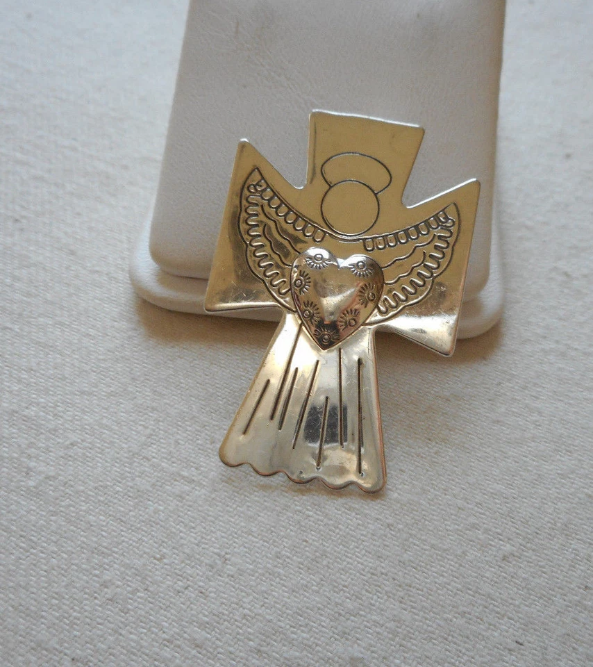 Broche o colgante de plata de ley con corazón de ángel Carolyn Pollack RE2713 Foto 2 de 4