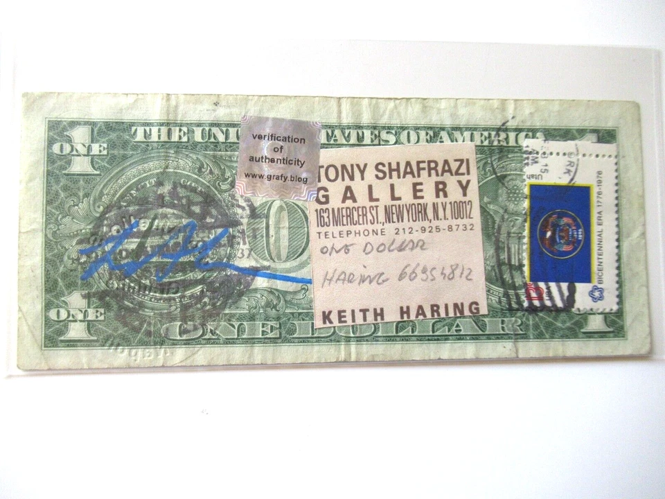 A. WARHOL/K. HARING: 1 Dollar ORIGINAL SIGNIERT, SKIZZIERT, BEARBEITET, von 1977 - Bild 3 von 4