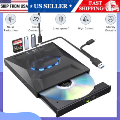 External CD DVD Drive USB 3.0 Writer Burner Player for PC Laptop Windows 11 10