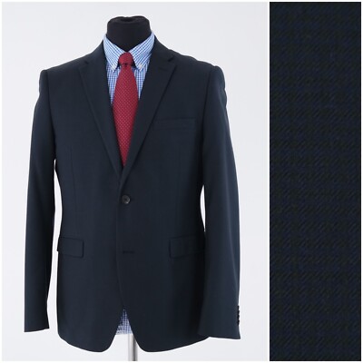 Mens Dark Blue Sport Coat 40R US Size ESPRIT Blazer Plaid Jacket
