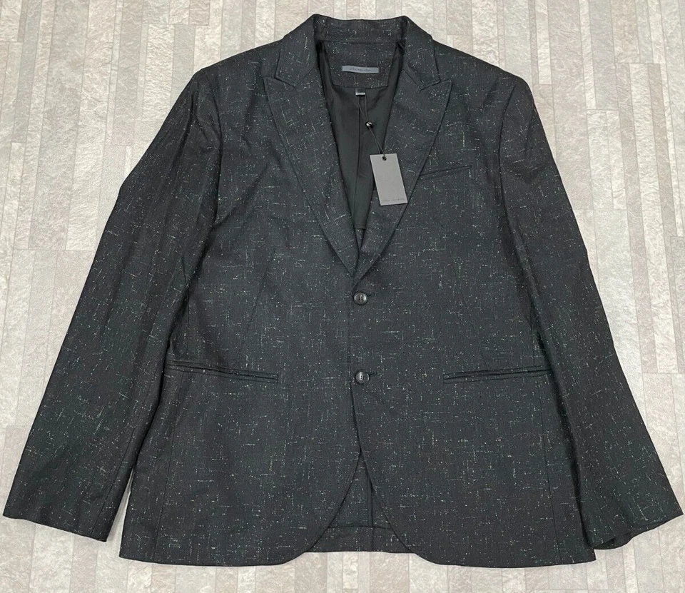 NWT $1498 John Varvatos Slim Fit Peak Two Button Blazer In Black Size:56 - Image 2 of 4