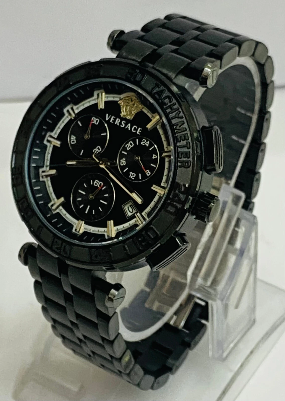 Orologio da polso uomo classico VERSACE cronografo quarzo data indicatore quadrante nero