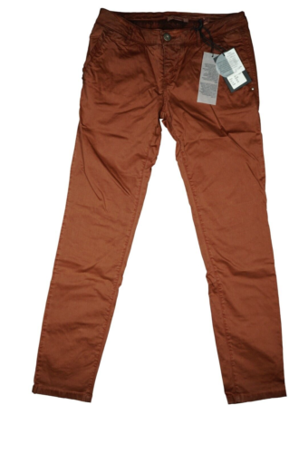 Jeans da donna Exit Brooklyn pantaloni stretch tessuto chino W29 L32 ruggine marrone lucido NUOVI - Foto 1 di 5