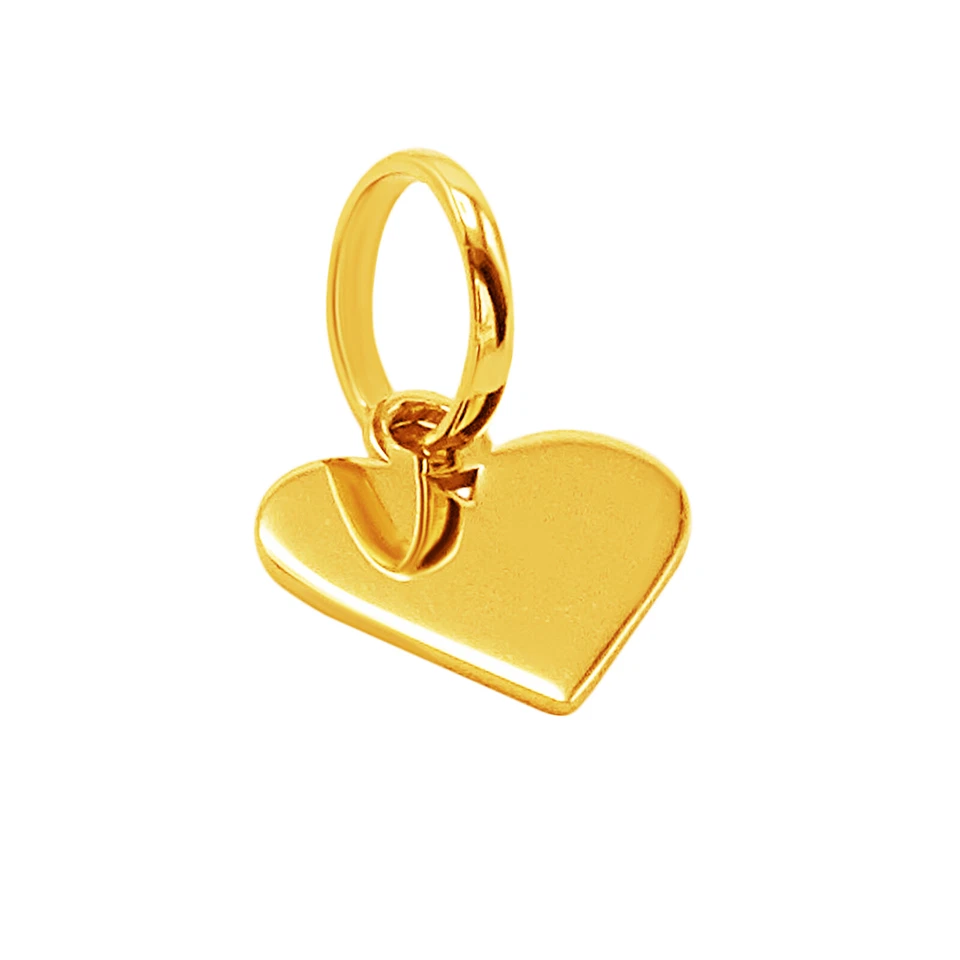 Hermoso y delicado colgante pequeño con dije de corazón de amor amarillo fino macizo de 14 k Foto 4 de 4
