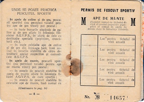 Romania, 1956, Fishing Permit / Member Card AGVPS - Revenue Fiscal Stamp - Picture 6 of 9