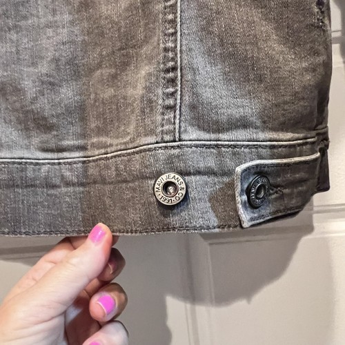 Mavi Jeans Denim Jacket Womens Small Gray Distressed Cropped Trucker - Picture 9 of 12